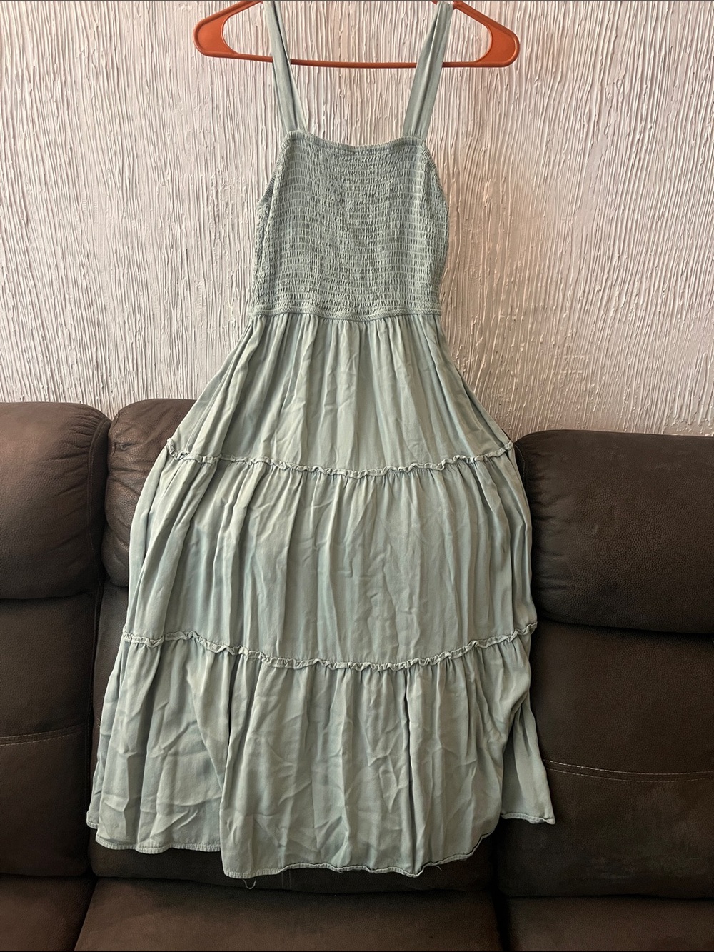 Source Unknown Sage Green Smocked Maxi Dress